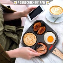 W&Z® Pannenkoekenpan Inductie - Pancake Pan - Omeletpan - Omeletmaker -Eierpan- Anti Aanbak - 4 Vakjes -Keukenbenodigdheden 1200x1200 1254