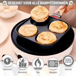 W&Z® Pannenkoekenpan Inductie - Pancake Pan - Omeletpan - Omeletmaker -Eierpan- Anti Aanbak - 4 Vakjes -Keukenbenodigdheden 1200x1200 1255