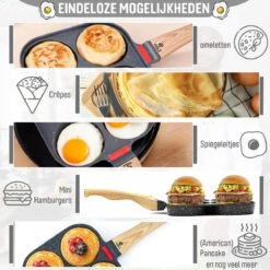 W&Z® Pannenkoekenpan Inductie - Pancake Pan - Omeletpan - Omeletmaker -Eierpan- Anti Aanbak - 4 Vakjes -Keukenbenodigdheden 1200x1200 1256