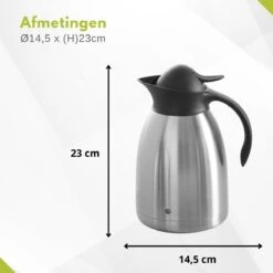 Hendi Thermoskan 1,5 Liter - Isoleerkan Met Drukknop - Zwart - Ø14,5x(H)23cm -Keukenbenodigdheden 1200x1200 135