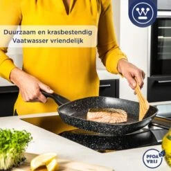 Westinghouse Grillpan - Ø 28 Cm - Zwart Marmer - Geschikt Voor Alle Warmtebronnen Inclusief Inductie - Steakpan Met Antiaanbaklaag- Aluminium -Keukenbenodigdheden 1200x1200 1359
