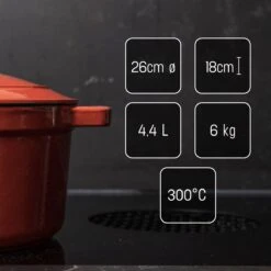 Daumonet Carême Rouge Gietijzeren Braadpan - Sudderpan Kersen Rood - Rond - Ø26 Cm - 4,4 Liter - PFAS & PFOA Vrij - Emaille - Geschikt Voor Alle Warmtebronnen - Elektrisch - Gas - Halogeen - Inductie - Keramisch - Vaatwasserbestendig 18 Daumonet Carême Rouge Gietijzeren Braadpan - Sudderpan Kersen Rood - Rond - Ø26 Cm - 4,4 Liter - PFAS & PFOA Vrij - Emaille - Geschikt Voor Alle Warmtebronnen - Elektrisch - Gas - Halogeen - Inductie - Keramisch - Vaatwasserbestendig -Keukenbenodigdheden 1200x1200 1394