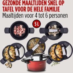 Rosmarino - Snelkookpan Met Glazen Deksel - Zwart - Ø24cm - 5 Liter - 100% PFAS & PFOA Vrij - Aluminium - Pressure Cooker - Non-stick Minerale Coating - Ergonomische Handgrepen - Geschikt Voor Alle Warmtebronnen 22 Rosmarino - Snelkookpan Met Glazen Deksel - Zwart - Ø24cm - 5 Liter - 100% PFAS & PFOA Vrij - Aluminium - Pressure Cooker - Non-stick Minerale Coating - Ergonomische Handgrepen - Geschikt Voor Alle Warmtebronnen -Keukenbenodigdheden 1200x1200 1466