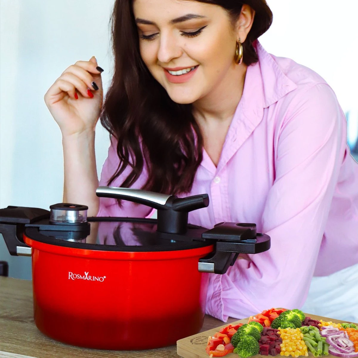 Rosmarino - Snelkookpan Met Glazen Deksel - Zwart - Ø24cm - 5 Liter - 100% PFAS & PFOA Vrij - Aluminium - Pressure Cooker - Non-stick Minerale Coating - Ergonomische Handgrepen - Geschikt Voor Alle Warmtebronnen 14 Rosmarino - Snelkookpan Met Glazen Deksel - Zwart - Ø24cm - 5 Liter - 100% PFAS & PFOA Vrij - Aluminium - Pressure Cooker - Non-stick Minerale Coating - Ergonomische Handgrepen - Geschikt Voor Alle Warmtebronnen - Afbeelding 12