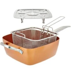 Nuovva Koperen Frituurpan, Met Diepe Zijkanten & Deksel -Keukenbenodigdheden 1200x1200 1528
