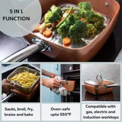 Nuovva Koperen Frituurpan, Met Diepe Zijkanten & Deksel -Keukenbenodigdheden 1200x1200 1529