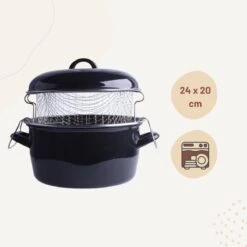 Orange85 Frituurpan - Zwart - Inductie - Emaille - Diameter 24 Cm - Met Draadmand - 3,5 Liter -Keukenbenodigdheden 1200x1200 1532