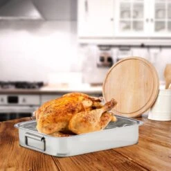 Relaxdays Braadslede Met Rooster - Edelstaal - Ovenschaal - Braadpan - Braadslee - Zilver - L 13 Relaxdays Braadslede Met Rooster - Edelstaal - Ovenschaal - Braadpan - Braadslee - Zilver - L -Keukenbenodigdheden 1200x1200 1592