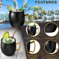 Toivo Moscow Mule Bekers Deluxe 2 Stuks - Zwart - Inclusief RVS Rietjes - 500 Ml - Cocktailglas - Bekers 12 Toivo Moscow Mule Bekers Deluxe 2 Stuks - Zwart - Inclusief RVS Rietjes - 500 Ml - Cocktailglas - Bekers -Keukenbenodigdheden 1200x1200 1739