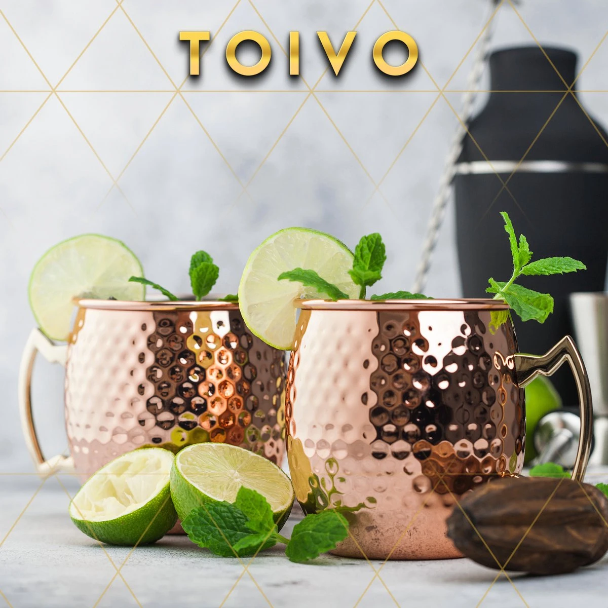 Toivo Moscow Mule Bekers Deluxe 2 Stuks - Brons - 500 Ml - Inclusief RVS Rietjes - Cocktailglas - Bekers 8 Toivo Moscow Mule Bekers Deluxe 2 Stuks - Brons - 500 Ml - Inclusief RVS Rietjes - Cocktailglas - Bekers - Afbeelding 6
