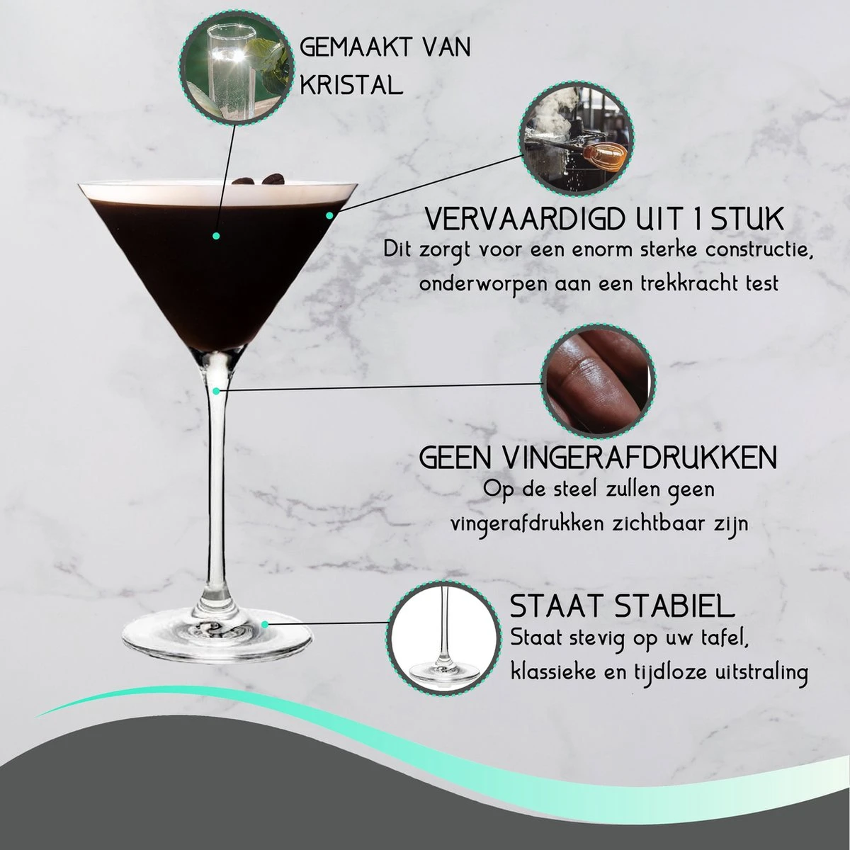 TEN Kristallen Espresso Martini Glazen 6 Stuks - Espresso Glazen 240ml + 40 Cocktail Recepten 4 TEN Kristallen Espresso Martini Glazen 6 Stuks - Espresso Glazen 240ml + 40 Cocktail Recepten - Afbeelding 2