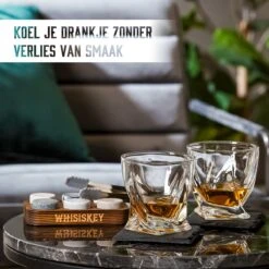 Whisiskey Luxe Whiskey Rocks Set - Whiskey Stones - 6 Stuks - IJstang - Herbruikbare IJsblokjes - Graniet Whiskey Stenen Voor Glazen - Accessoires - IJklontjes Steen - Drank Koeler - Cadeau Voor Man & Vrouw -Keukenbenodigdheden 1200x1200 1806