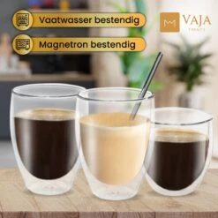 Vaja® Koffieglazen Set – Theeglazen Met Lepel – 350 Ml- Dubbelwandig - Cappuccino Glazen – Latte Macchiato Glazen - Theeglas 6 Stuks -Keukenbenodigdheden 1200x1200 1879