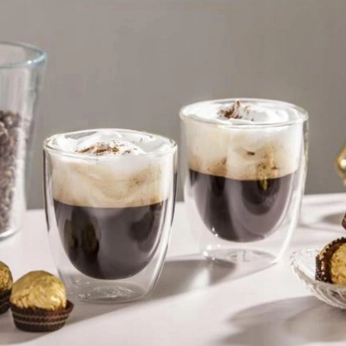 Dubbelwandige Koffieglazen - Cappuccino Glazen - Dubbelwandige Theeglazen - 300ML - 4x - Gratis Lepels 4 Dubbelwandige Koffieglazen - Cappuccino Glazen - Dubbelwandige Theeglazen - 300ML - 4x - Gratis Lepels - Afbeelding 2