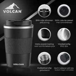 Volcan RVS Koffiebeker To Go Met Sleeve - Thermosbeker - Theebeker - Coffee - Zwart -Keukenbenodigdheden 1200x1200 227