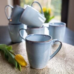 Koffiekopjes - Cappuccino Kop - Theemok - Koffiebeker - Blauw - 320ml - Set Van 6 -Keukenbenodigdheden 1200x1200 275