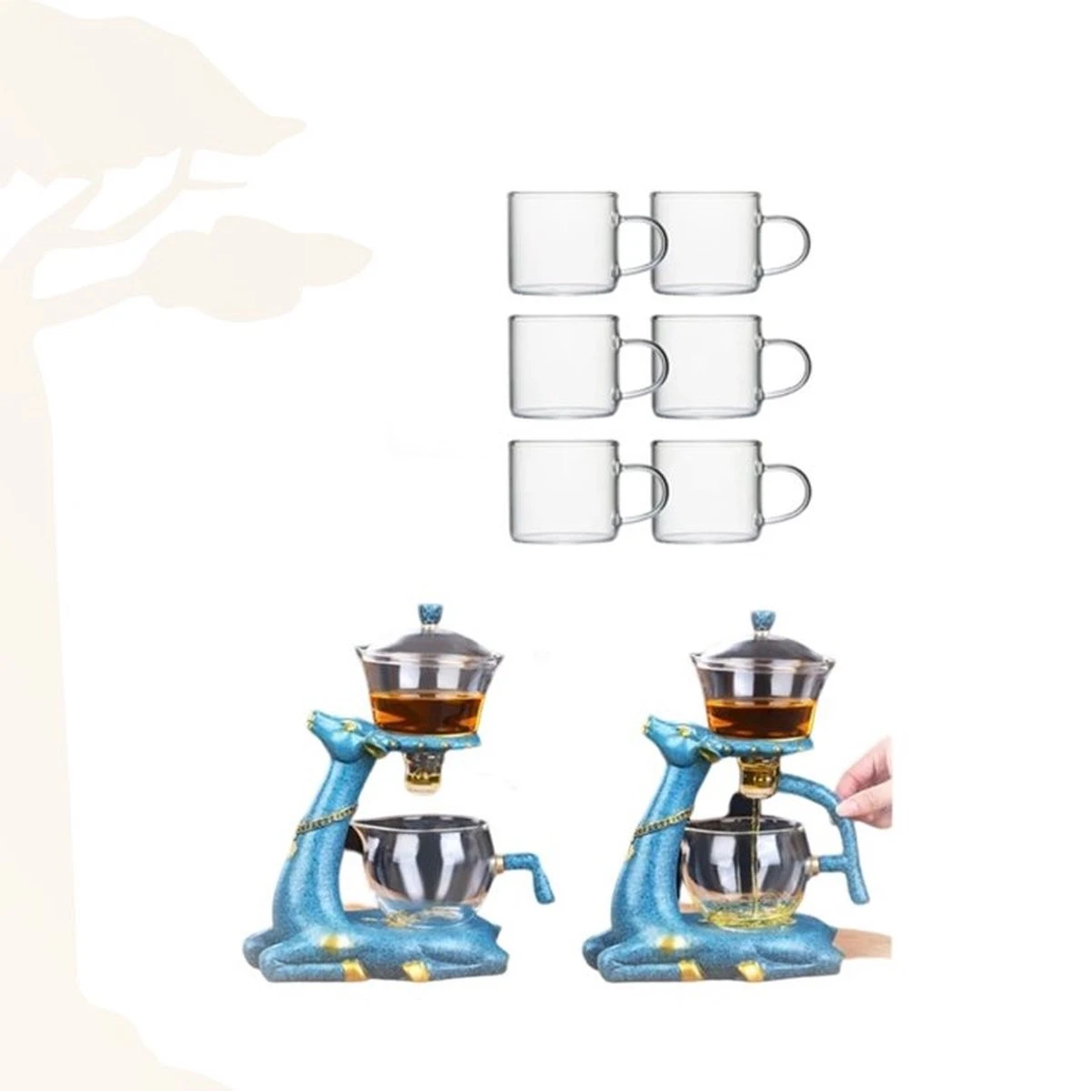 Green Gringo | Theeset | Sierlijke Magnetische Theepot | 6 Thee Glazen | Thee Ceremonies | 4 Green Gringo | Theeset | Sierlijke Magnetische Theepot | 6 Thee Glazen | Thee Ceremonies | - Afbeelding 2