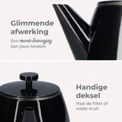 Vaja® Theepot Juliette Met Filter - Dubbelwandig -Theekan 1.0L - Glimmend Zwart -Keukenbenodigdheden 1200x1200 379