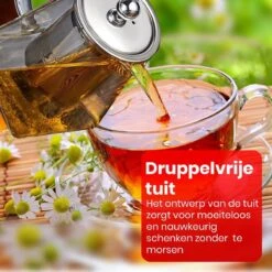 Procidi® Glazen Theepot Met Filter - Theekan Met Infuser - Dubbelwandig Borosilicaat Glas - Thee Thermoskan - Koffiekan 950 ML - Teapot -Keukenbenodigdheden 1200x1200 404