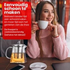 Procidi® Glazen Theepot Met Filter - Theekan Met Infuser - Dubbelwandig Borosilicaat Glas - Thee Thermoskan - Koffiekan 950 ML - Teapot -Keukenbenodigdheden 1200x1200 407