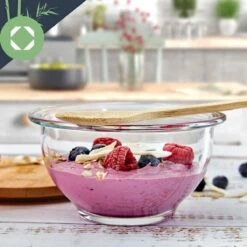 Klarstein Glazen Serveerschaal Met Bamboe Deksel - Afwasmachinebestendig - Veelzijdig Inzetbaar -Keukenbenodigdheden 1200x1200 552