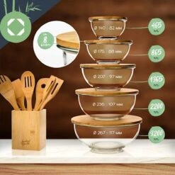 Klarstein Glazen Serveerschaal Met Bamboe Deksel - Afwasmachinebestendig - Veelzijdig Inzetbaar -Keukenbenodigdheden 1200x1200 555