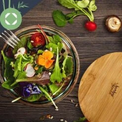 Klarstein Glazen Serveerschaal Met Bamboe Deksel - Afwasmachinebestendig - Veelzijdig Inzetbaar -Keukenbenodigdheden 1200x1200 556