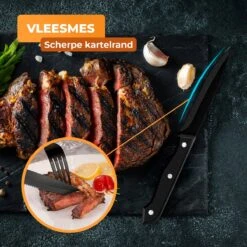Strex Bestekset 6 Persoons - Zwart - 36-delig - Roestvrij Staal - Lepels, Messen, Vorken En Steakmessen - Hoogwaardige Kwaliteit -Keukenbenodigdheden 1200x1200 645