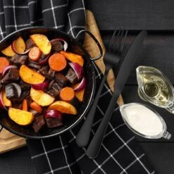 Strex Bestekset 6 Persoons - Zwart - 36-delig - Roestvrij Staal - Lepels, Messen, Vorken En Steakmessen - Hoogwaardige Kwaliteit -Keukenbenodigdheden 1200x1200 646