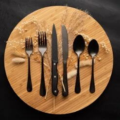 OEC Kitchen Bestekset 36-delig - Zwart - 6 Persoons - Steakmessen - Messen - Vorken - Lepels - RVS -Keukenbenodigdheden 1200x1200 651