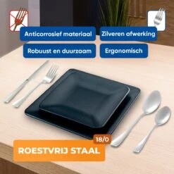 Strex Bestekset 6 Persoons - Zilver - 36-delig - Roestvrij Staal - Lepels, Messen, Vorken En Steakmessen - Hoogwaardige Kwaliteit -Keukenbenodigdheden 1200x1200 672
