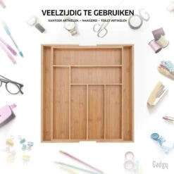 Gadgy Uitschuifbare Bestekbak - Uitschuifbare Bestekcassette Hout - Besteklade - Ladeverdeler - 6/8 Vakken - Bamboe -Keukenbenodigdheden 1200x1200 736