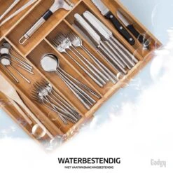 Gadgy Uitschuifbare Bestekbak - Uitschuifbare Bestekcassette Hout - Besteklade - Ladeverdeler - 6/8 Vakken - Bamboe -Keukenbenodigdheden 1200x1200 737