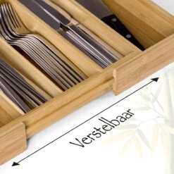 AWEMOZ Bestekbak – Bamboe Besteklade Uitschuifbaar – 5/7 Vakken - Bestekcassette - Bestekhouder Hout - Lade Organizer - Bestek Opbergen - 45 Cm Lang X 30-43 Cm Breed X 4 Cm Hoog -Keukenbenodigdheden 1200x1200 746