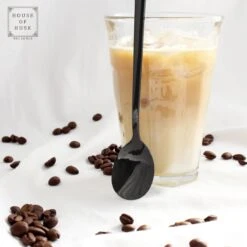 House Of Husk Latte Macchiato Lepels Set - Lange Theelepels - Koffielepels - Longdrinklepels - Sorbetlepels - Barlepel - RVS - 6 Stuks - 20CM - Zwart -Keukenbenodigdheden 1200x1200 767