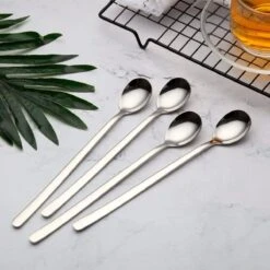 House Of Husk Latte Macchiato Lepels Set - Lange Theelepels - Koffielepels - Longdrinklepels - Sorbetlepels - Barlepel - RVS - 6 Stuks - 20CM - Zilver -Keukenbenodigdheden 1200x1200 815