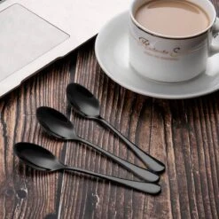 Alheco 6 Ovale Theelepels - 12.3cm - RVS Theelepeltjes - Zwart -Keukenbenodigdheden 1200x1200 825