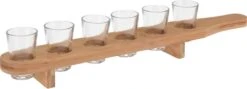 Excellent Houseware Bamboe 6x Shotglaasjes/shotjes Houder 45 Cm