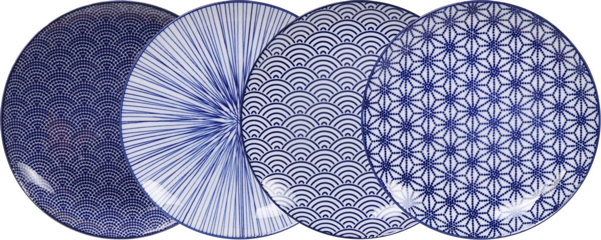 Set Van 4 Gebaksborden - 16 Cm. - Nippon Blue - Tokyo Design Studio 3 Set Van 4 Gebaksborden - 16 Cm. - Nippon Blue - Tokyo Design Studio