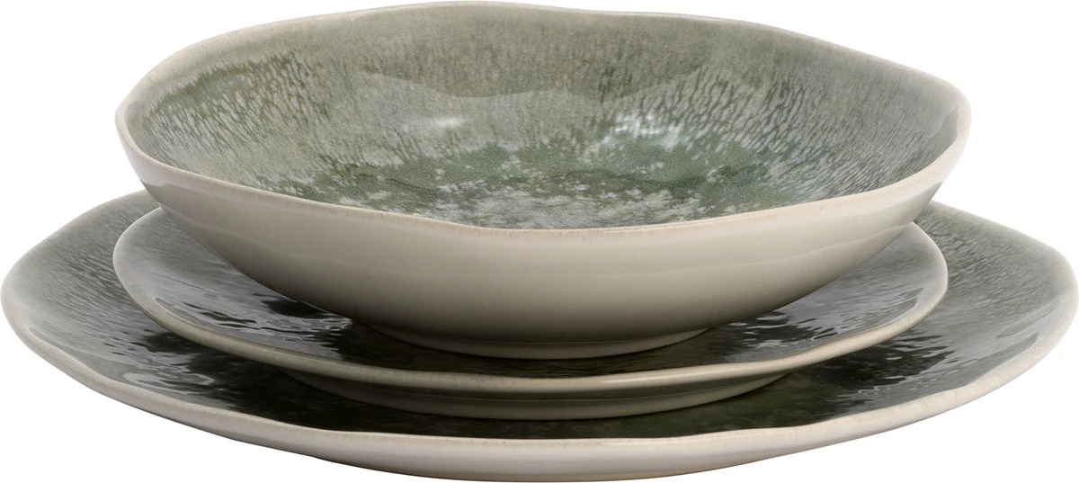 Lite-Body - Serviesset Chloé Wave - 6 Personen - 18 Delig - Groen Grijs Reliëf 5 Lite-Body - Serviesset Chloé Wave - 6 Personen - 18 Delig - Groen Grijs Reliëf - Afbeelding 4