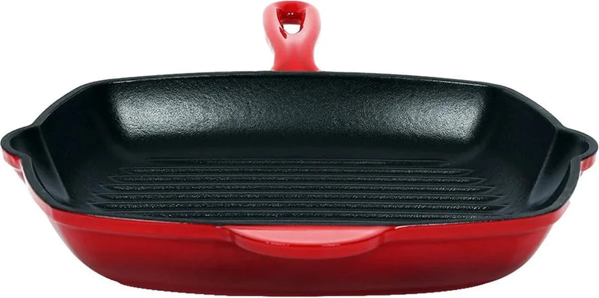 Cdealsz® Grillpan Gietijzer - Inductie - Rood - 28 Cm 5 Cdealsz® Grillpan Gietijzer - Inductie - Rood - 28 Cm - Afbeelding 3