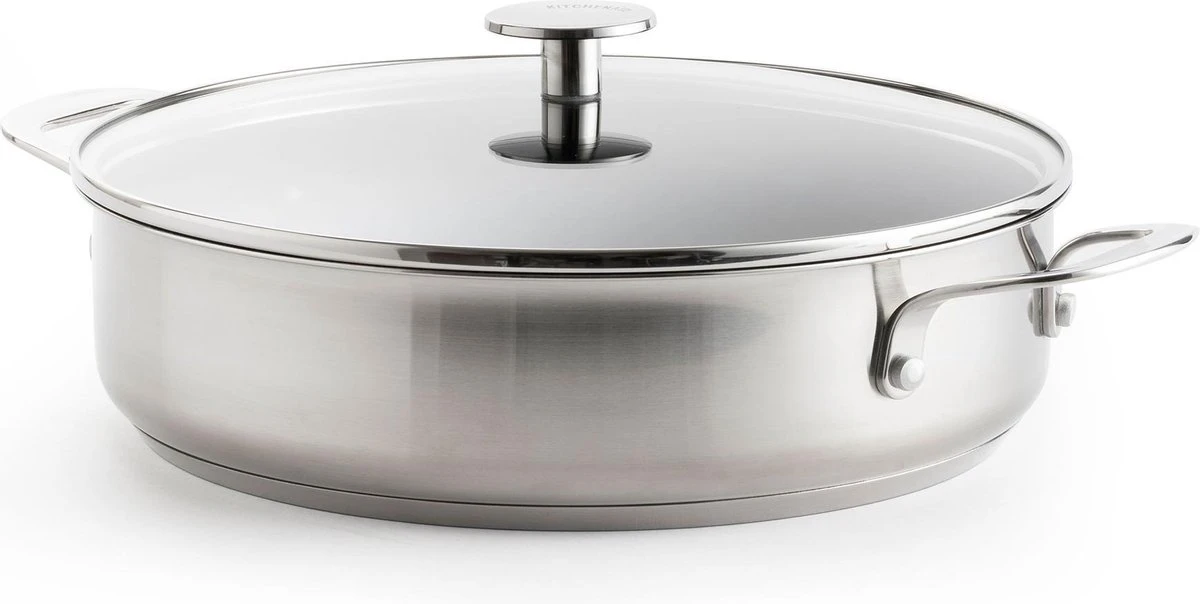 KitchenAid Stainless Steel Hapjespan Met Glazen Deksel ø28cm - RVS - Inductie - Anti-aanbak 3 KitchenAid Stainless Steel Hapjespan Met Glazen Deksel ø28cm - RVS - Inductie - Anti-aanbak
