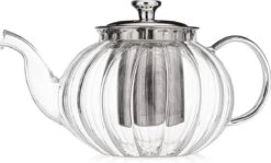Glazen Theepot Met Filter (RVS) - 1.2 Liter - Pompoen Design - Thee Infuser – Borosilicaat – Anti-druppel Tuit -Keukenbenodigdheden 1200x726