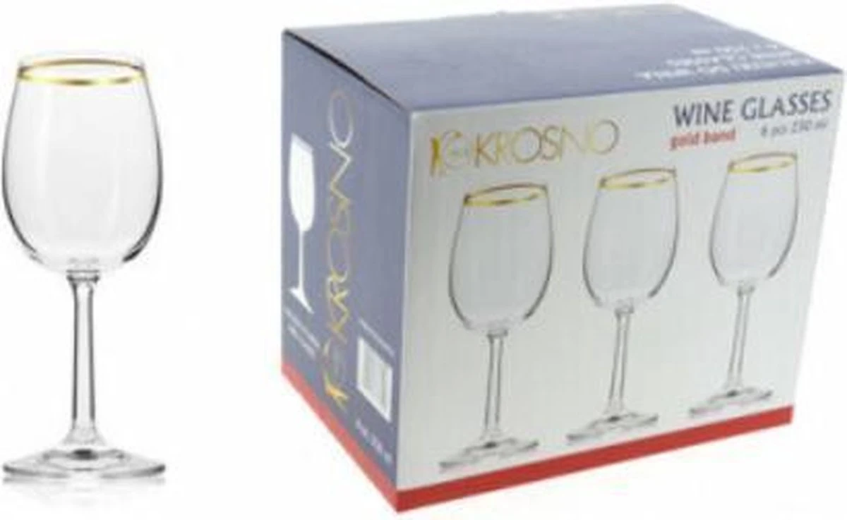 Krosno Wijnglas Goldline - 25 Cl - Transparant Goud - 6 Stuk(s) 3 Krosno Wijnglas Goldline - 25 Cl - Transparant Goud - 6 Stuk(s)
