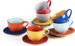 Vivi Oggi - Koffiekopjes Set Van 6 - Ø 9cm - Cappuccino - Kop En Schotel - 150 Ml - Italië -Keukenbenodigdheden 1200x746