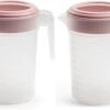 2x Stuks Waterkan/sapkan Transparant/roze Met Deksel 1 Liter Kunststof- Smalle Schenkkan Die In De Koelkastdeur Past -Keukenbenodigdheden 1200x754