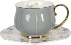 Clayre & Eef Kop En Schotel Set Van 6 250 Ml Meerkleurig Porselein Rond Bloemen Servies Cadeau Voor Haar Cappuccino -Keukenbenodigdheden 1200x770