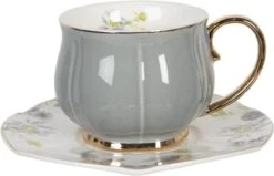 Clayre & Eef Kop En Schotel Set Van 6 250 Ml Meerkleurig Porselein Rond Bloemen Servies Cadeau Voor Haar Cappuccino -Keukenbenodigdheden 1200x772