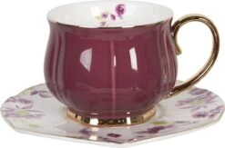 Clayre & Eef Kop En Schotel Set Van 6 250 Ml Meerkleurig Porselein Rond Bloemen Servies Cadeau Voor Haar Cappuccino -Keukenbenodigdheden 1200x792