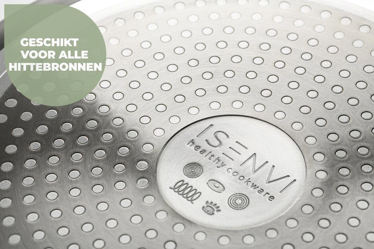 ISENVI Murray Keramische Wokpan 32CM - RVS Greep 6 ISENVI Murray Keramische Wokpan 32CM - RVS Greep - Afbeelding 4